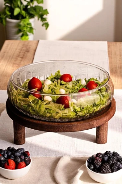 EG75 Diamond Desenli Büyük Boy(24cm) El Yapımı Cam Salata ve Meze Kasesi ürün görseli 1