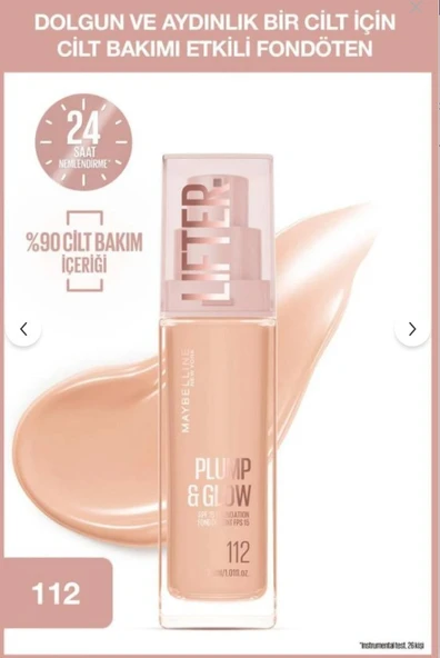 Maybelline New York Lifter Niasinamid ve Hyalüronik Asit İçeren Aydınlatan Fondöten - 112 ürün görseli 1