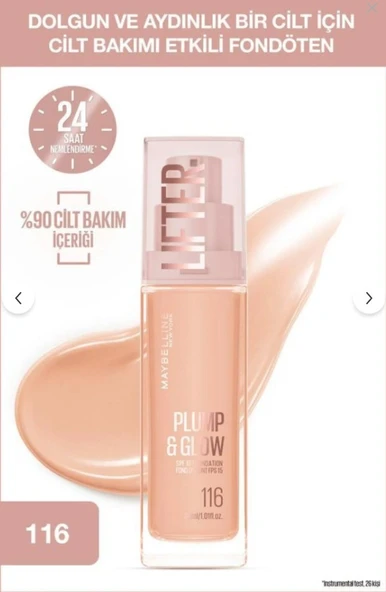 Maybelline New York Lifter Niasinamid ve Hyalüronik Asit İçeren Aydınlatan Fondöten - 116 ürün görseli 1