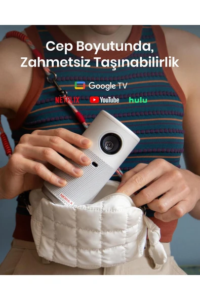 Anker Nebula Capsule Air Dünyanın En Küçük Google Tv Projeksiyon Cihazı - Beyaz - D4112 - Resim 2