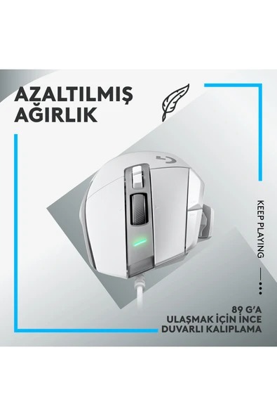 logitech G G502 X Kablolu HERO 25K Sensörlü Yüksek Performanslı Oyuncu Mouse, Beyaz 910-006147 - Resim 6