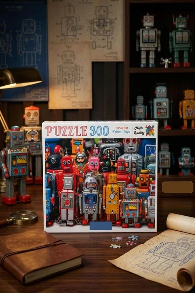 300 Parça Robot Toys Sanatsal Robotlar Puzzle Kaliteli 33x48cm Eğitici Çocuk Yapboz ürün görseli 1