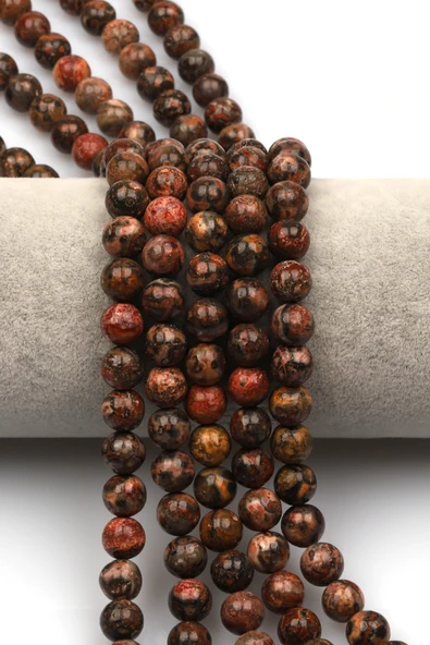 Leopar Jasper Doğal Taş Dizi 8 mm Küre Kesim - DZ-1106 ürün görseli 1