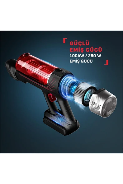 TEFAL TY2098WO X-Force Flex 9.60 Animal Care Kablosuz Şarjlı Dikey Süpürge 100 Air Watt - Resim 4
