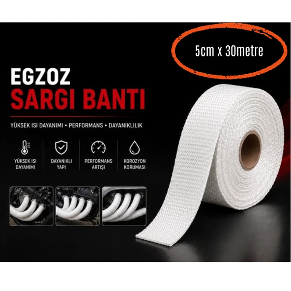 Egzoz Sargı Bandı Yanmaz Sargı Keçesi 30 Metre Beyaz ürün görseli 1
