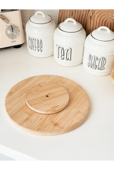 EG75 Bambu 360° Döner Standlı Servis ve Sunum Tabağı - Resim 3