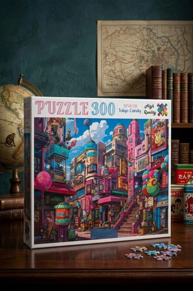 300 Parça Tokyo Candy Sanatsal Tokyo Çizimi Puzzle Kaliteli 33x48cm Eğitici Çocuk Yapboz ürün görseli 1
