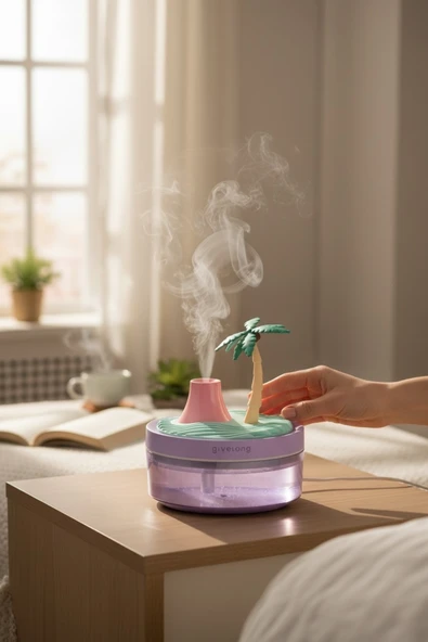 EG75 Ağaç Model Hava Nemlendirici Buhar Makinesi ve Aroma Difüzörü 320ML. Kapasiteli Buhar Makinesi Oda ürün görseli 1
