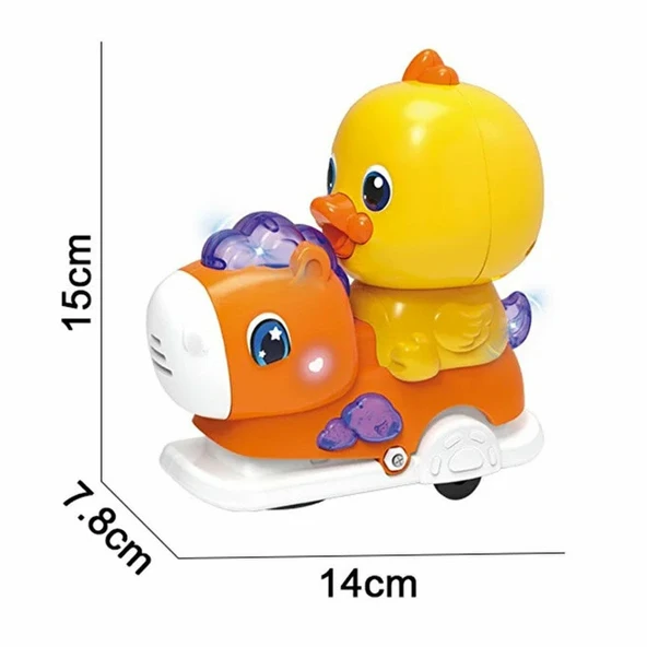 Pilli Müzikli İnteraktif Atlıkarınca Ördek - 15 cm Eğitici Bebek Oyuncağı ürün görseli 1