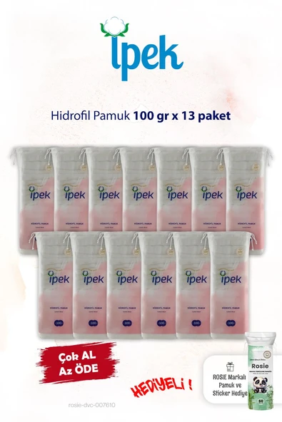 İpek 13 Paket Hidrofil Pamuk 100 gr ve ROSIE ürün görseli 1