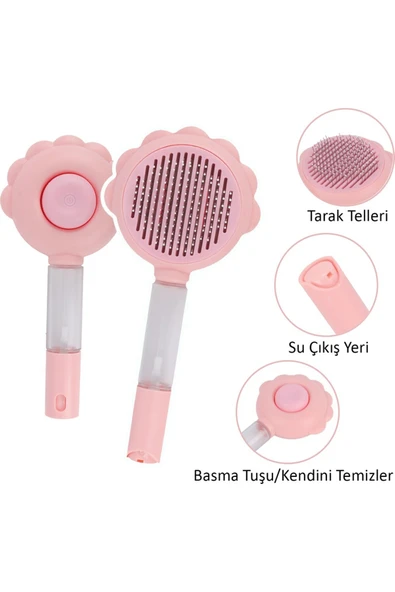 EG75 Spreyli Tuşlu Kedi,Köpek Tüy Toplama Tarağı ürün görseli 1