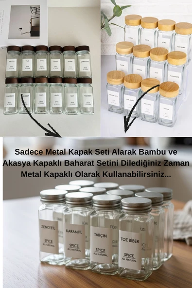 EG75 12 Adet Metal Kapak (Bambu ve Akasya Kapaklı Baharatlıklara Uyumludur.) ürün görseli 1