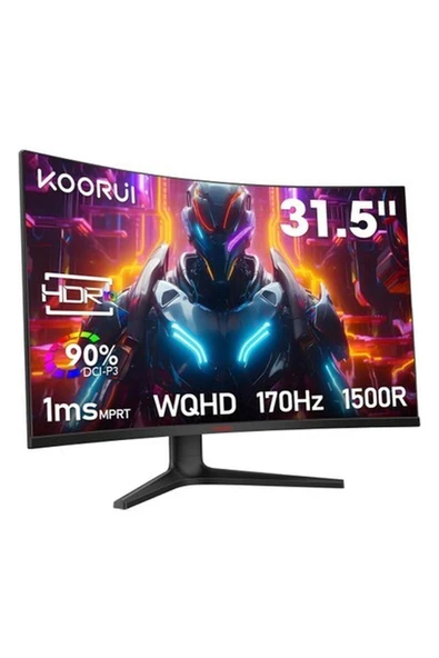 Koorui 31.5" 32E6QC 170Hz 1ms Va Qhd (Hdmı, Displayport) Curved Gaming Monitör ürün görseli 1
