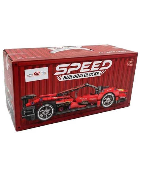 Toys e Toys Speed Building Blocks 1:18 Ölçek Çek Bırak Kırmızı Yarış Arabası Yapı Blok Seti 426 Parça 9055-7 ürün görseli 1