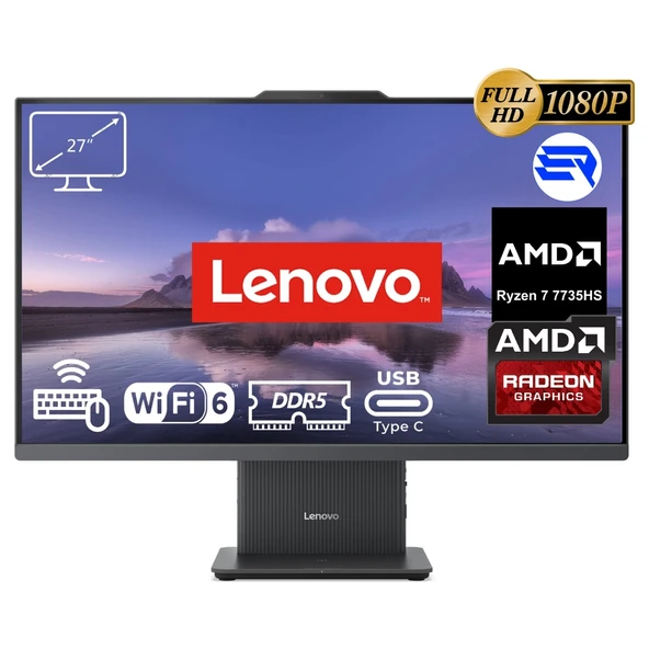 Lenovo Ideacentre 3 27ARR9 Amd Ryzen 7 7735HS 32GB Ram 512GB SSD 27'' Fhd Windows 11 Pro All In One Bilgisayar Elektropasaj ürün görseli 1