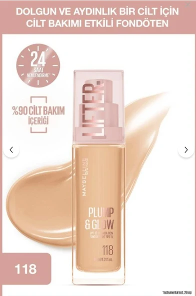 Maybelline New York Lifter Niasinamid ve Hyalüronik Asit İçeren Aydınlatan Fondöten - 118 ürün görseli 1