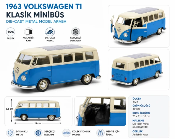 22095 1 24 1963 VOLSWAGEN T1 BUS 12 ürün görseli 1