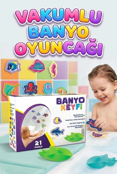Vakumlu Plastik 20 Parça Sevimli Deniz Canlıları Eğitici Oyuncak Banyo ve Havuz Seti ürün görseli 1