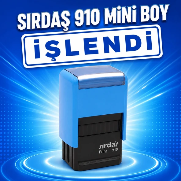 Sırdaş 910 Otomatik Kaşe Mini Boy İŞLENDİ Kaşesi Mavi Kasa Mavi Baskı ürün görseli 1