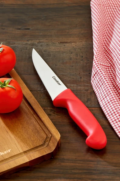Cooker 27 cm Paslanmaz Çelik Kasap Bıçağı Kırmızı CKR4597 ürün görseli 1