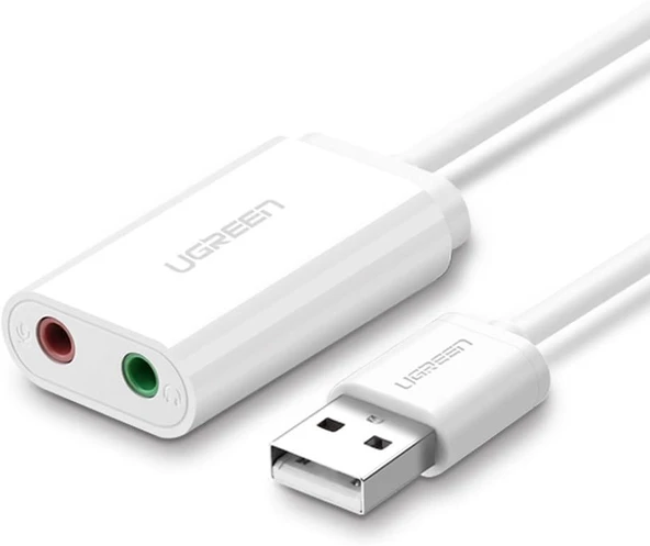Ugreen Harici 3.5 mm USB Ses Kartı, Beyaz ürün görseli 1