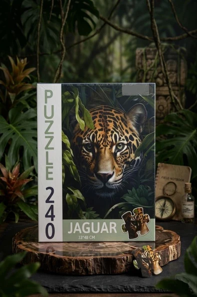 240 Parça Jaguar Sanatsal Jaguar Portresi Puzzle 33x48cm Eğitici Çocuk Yapboz ürün görseli 1
