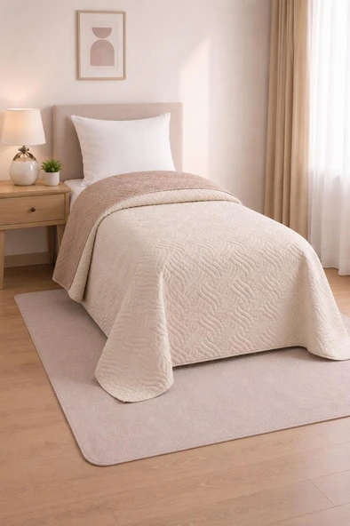 Nova Ultrasonik Kapitoneli Çift Taraflı Tek Kişilik 160x210 cm Kırlentsiz Tek Pike Somon ürün görseli 1