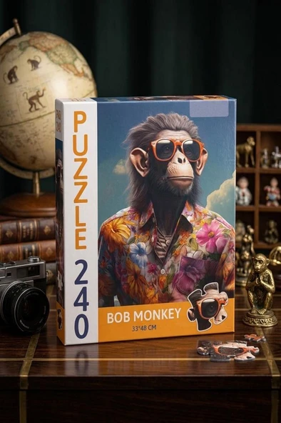 240 Parça Bob Monkey Havalı Hayvan Portresi Puzzle 33x48cm Eğitici Çocuk Yapboz ürün görseli 1