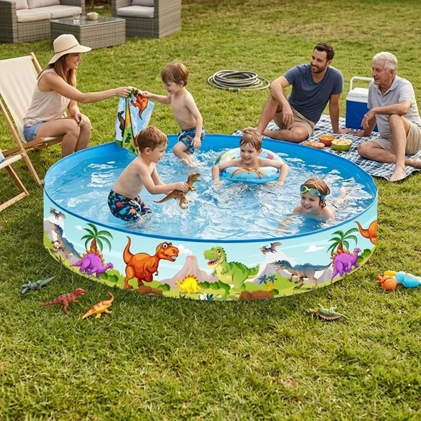 Dinozor Temalı Sert Duvarlı Çocuk Havuzu 180 cm x 40 cm 51507 ürün görseli 1