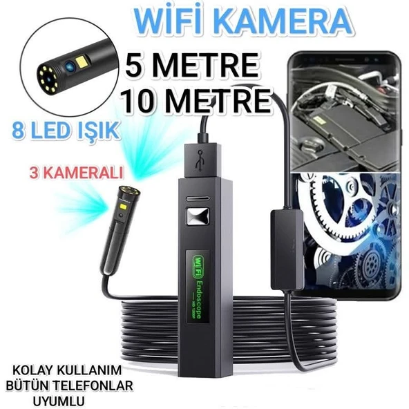 WİFİ ENDOSCOP YILAN KAMERA 5 METRE ürün görseli 1