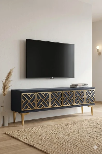 TSA1238AG AREX Tv Sehpası Antrasit-Gold 120cm ürün görseli 1