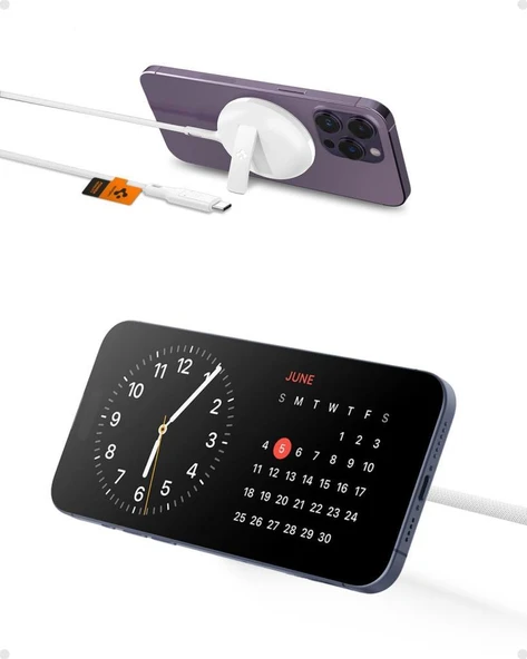 Spigen MagFit (15W) Manyetik Kablosuz Şarj Cihazı iPhone için MagSafe özellikli Kickstand ArcField White - ACH05430 ürün görseli 1