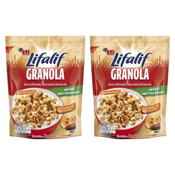 Eti Lifalif Granola Kuru Elma ve Hurmalı 200 gr x 2 Adet ürün görseli 1