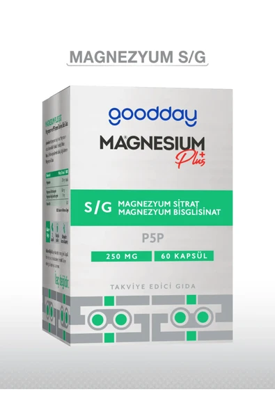 Goodday Magnesium Plus S/G Sitrat Bisglisinat 60 Kapsül ürün görseli 1