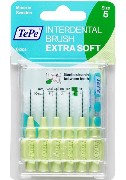 Tepe İnterdental Brush Extra Soft Yeşil 0,8 - 6'lı ürün görseli 1