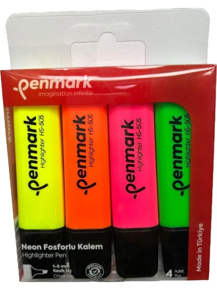 PENMARK FOSFORLU KALEM SET NEON 4 LU HS 505 4N ürün görseli 1