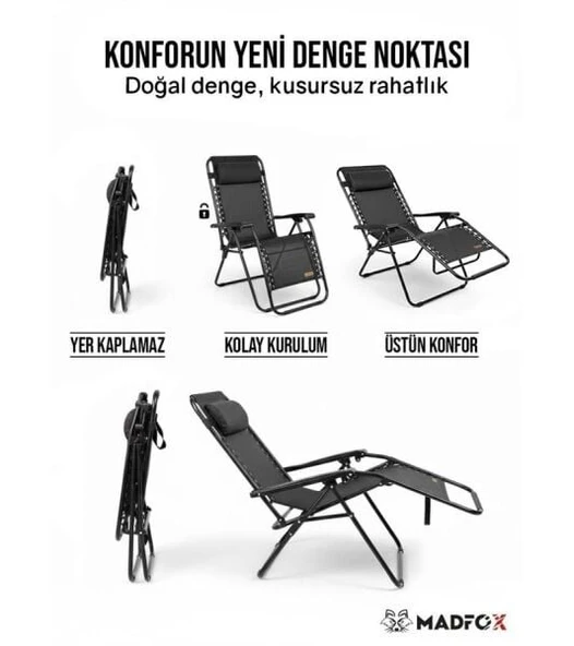 Madfox EasyRest Katlanır Şezlong Sandalye - Resim 6