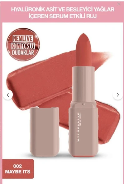 Maybelline New York Serum Etkili Hyalüronik Asit ve Besleyici Yağ İçeren Ruj - 002 Maybe It's ürün görseli 1