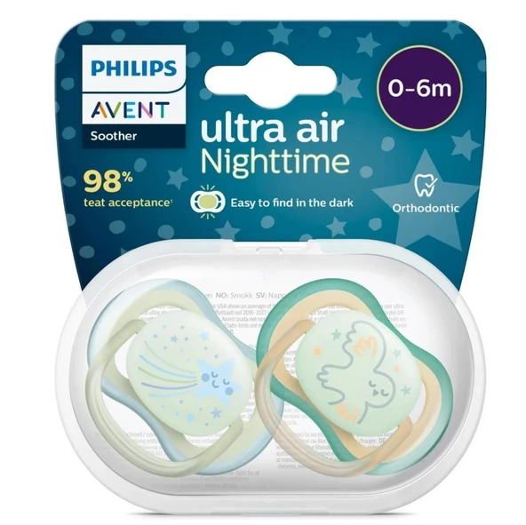 Ultra Air Night Karanlıkta Parlar Gece Emziği 0-6 ay Erkek SCF376/18