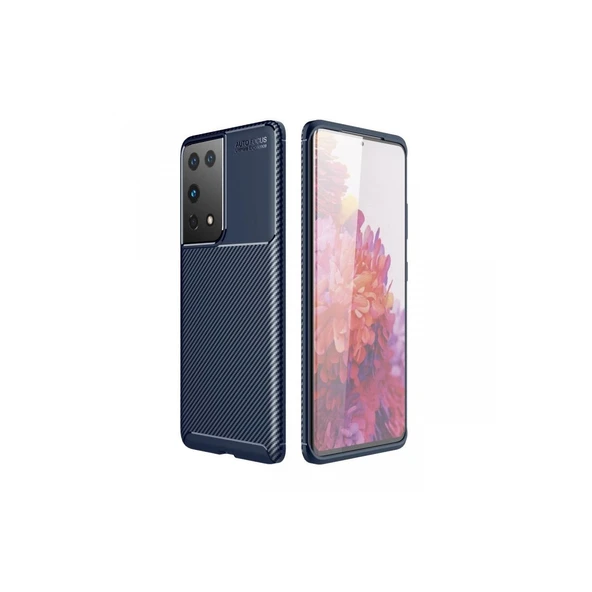 Samsung Galaxy S21 Ultra Kılıf Auto Focus Karbon Kapak - Lacivert ürün görseli 1