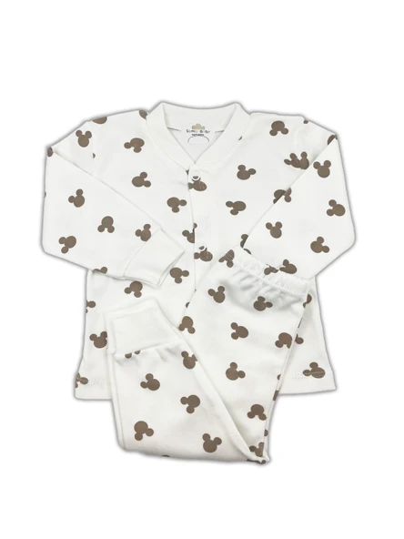 Sema Baby Mickey Mouse Bebek Pijama Takımı – Ekru 0-3 Ay ürün görseli 1
