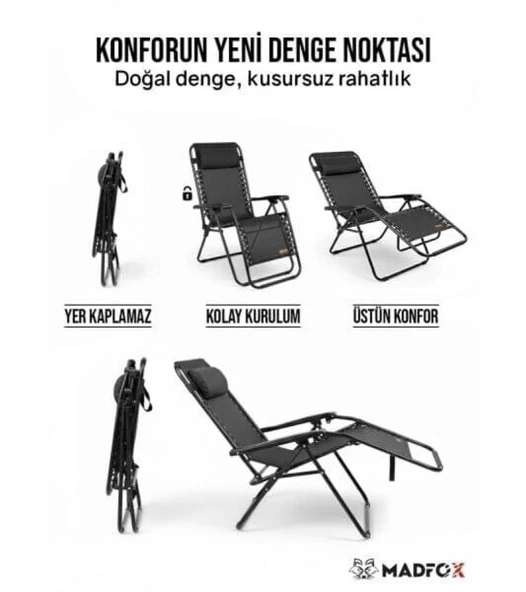 Madfox EasyRest Katlanır Şezlong Sandalye - Resim 4