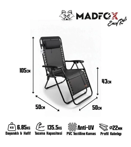 Madfox EasyRest Katlanır Şezlong Sandalye - Resim 2