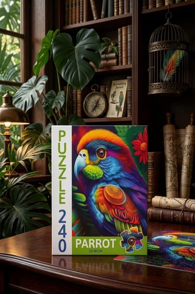 240 Parça Parrot Sanatsal Renkli Papağan Puzzle 33x48cm Eğitici Çocuk Yapboz ürün görseli 1