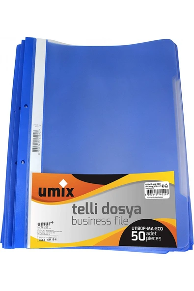 Umur Umix Telli Plastik Dosya Mavi 50 Li 1 Paket ürün görseli 1