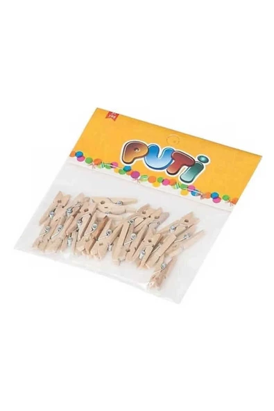 Puti 4674 Küçük Ahşap Mandal Naturel 24lü Paket ürün görseli 1
