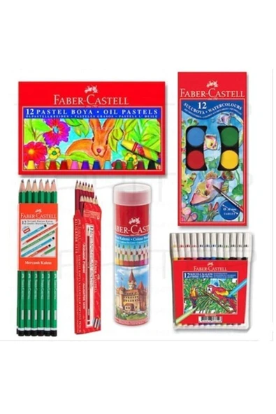 Faber Castell 6 Parça Set Okul Kırtasiye Kuru Sulu Boya Kalem B.s ürün görseli 1