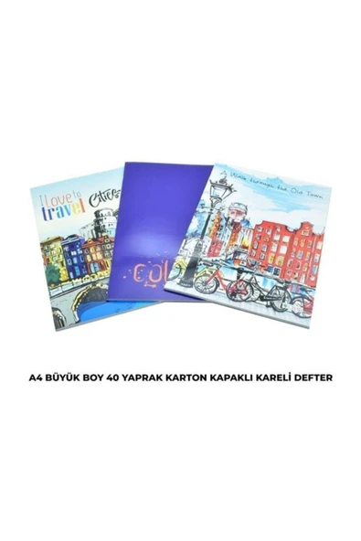 ÇINAR DİZAYN A4 Boyutlu Kareli 40 Yaprak Defter 4 Renk( 4 Adet) ürün görseli 1
