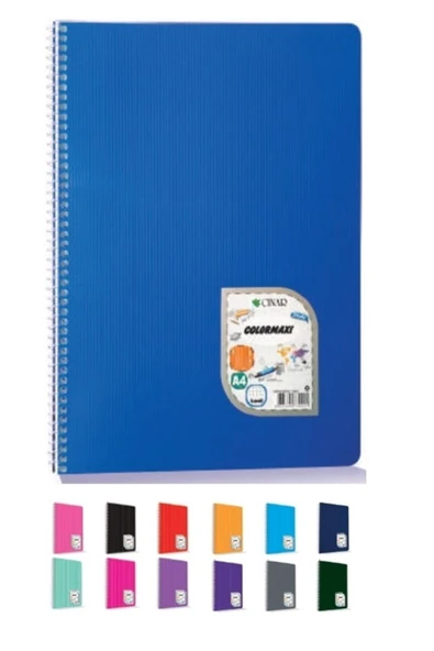 ÇINAR DİZAYN A4 Kareli Defter Colormaxi Spiralli Pp Kapak 40 Yaprak 12'li Paket ürün görseli 1