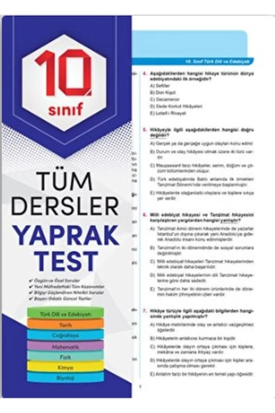 Element Yayınları CLZ404 Element 10. Sınıf Tüm Dersler Yaprak Test ürün görseli 1